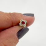 Load image into Gallery viewer, Gold Diamond and Gemstone Flower Studs
