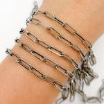 Load image into Gallery viewer, V11OX. Oxidized Sterling Silver Flat Paperclip Chain
