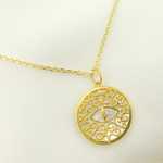 Load image into Gallery viewer, 14K Gold Round Evil Eye Pendant