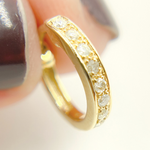 Load image into Gallery viewer, EHC56866. 14k Solid Yellow Gold Diamond Huggie Hoop Earrings