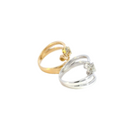 Load image into Gallery viewer, 14k Solid Gold Spiral Diamond Flowers Ring.