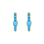 Load image into Gallery viewer, Buy 14K Solid Gold Turquoise Hoops