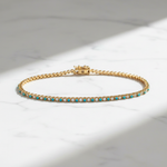 Load image into Gallery viewer, BTF65392TQ. 14k Solid Gold Diamond and Turquoise Beaded Bracelet