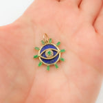 Load image into Gallery viewer, 14K Gold Evil Eye Pendant