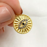 Load image into Gallery viewer, Diamond Silver Round Eye Charm with Gemstone