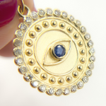 Load image into Gallery viewer, 14K Solid Gold Diamond Evil Eye Circle Charm. GDP436