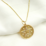 Load image into Gallery viewer, GDP221. 14K Solid Gold Diamonds Circle Star Charm