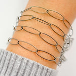 Load image into Gallery viewer, 700OX. Oxidized Sterling Silver Smooth Marquis Shape Link Chain