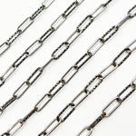 Load image into Gallery viewer, Sterling Silver Diamond Cut and Smooth Paperclip Chain