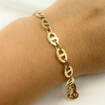 Load image into Gallery viewer, 501108MGG Bracelet. 14K Solid Yellow Gold Flat Marina Link Bracelet