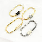 Load image into Gallery viewer, Sterling Silver Oval Enamel Carabiner Clasp