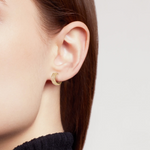Load image into Gallery viewer, Shop 14K Solid Gold Baguette Diamond Round Hoop