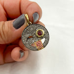 Load image into Gallery viewer, DP251. Diamond Sterling Silver Emoji Pendant with Gemstone