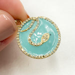 Load image into Gallery viewer, Diamond Sterling Silver Round Snake Enamel Pendant