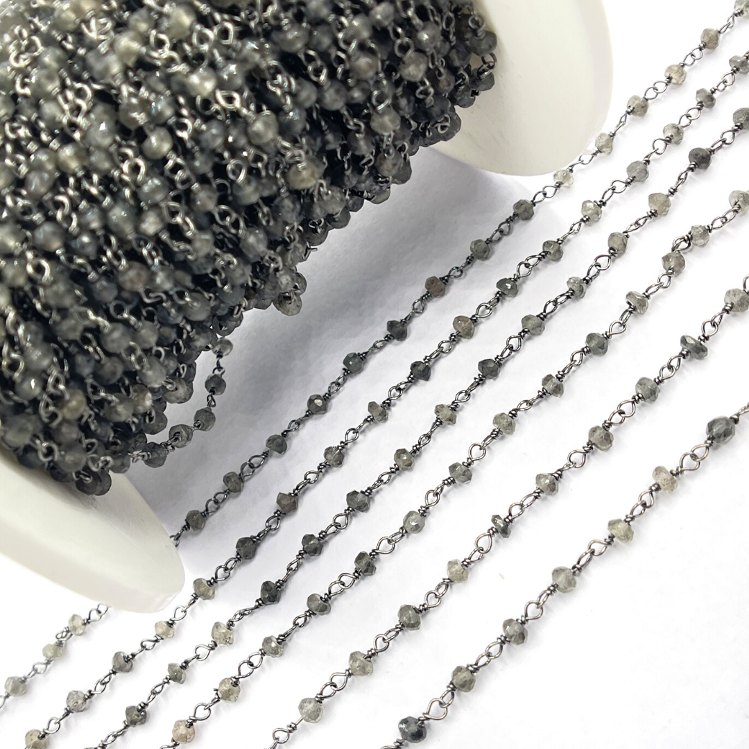 Black Moonstone Wire Chain. BMS4