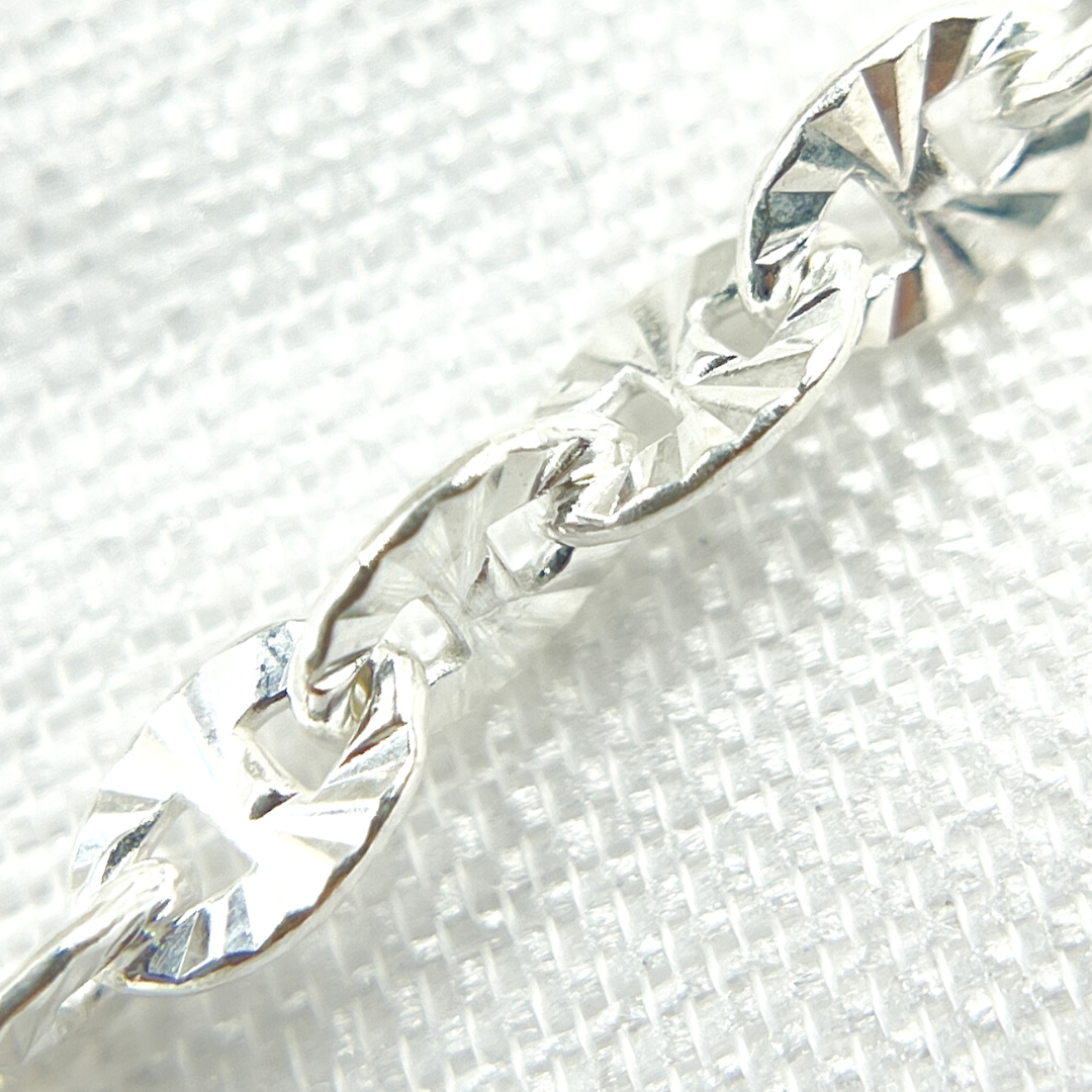 V90SS. 925 Sterling Silver Diamond Cut Marina Chain