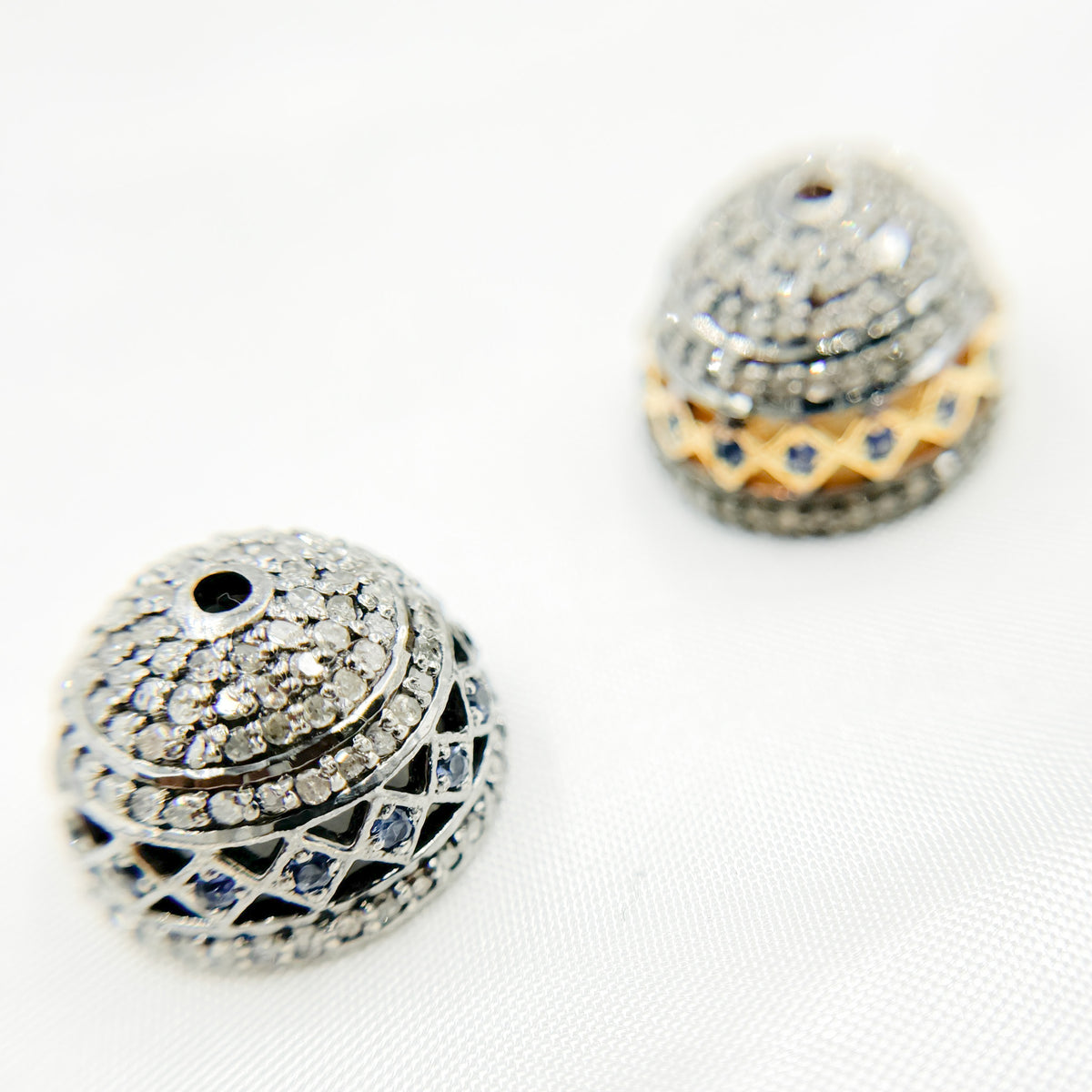 DC756. Diamond & Sterling Silver Bead Cap