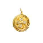 Load image into Gallery viewer, 14K Gold with Diamonds Circle Shape Clover Charm. GDP102