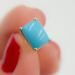 Load image into Gallery viewer, 14K Solid Yellow Gold Rectangle Stud Earring