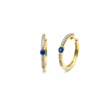 Load image into Gallery viewer, EHC56664. 14K Solid Gold Gemstone & Diamond & Hoop Earrings