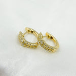 Load image into Gallery viewer, HP400804. 14K Solid Yellow Gold Diamond Hoop Earring