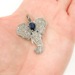 Load image into Gallery viewer, DP258. Diamond Sterling Silver Elephant Head Pendant with Gemstone