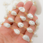 Load image into Gallery viewer, PRL60. Gold Plated Wire Nugget Freshwater Pearl Chain
