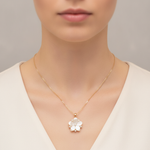 Load image into Gallery viewer, PFC32904PL. 14K Solid Gold Diamond Mother of Pearl Flower Necklace
