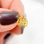 Load image into Gallery viewer, GDP260. 14K Solid Gold Diamonds Circle Star Charm