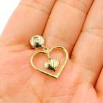 Load image into Gallery viewer, GER115. 14K Gold Dangle Earring with Two Hearts