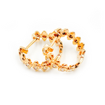 Load image into Gallery viewer, 14k Solid Yellow Gold Diamond Fancy Hoop Earrings