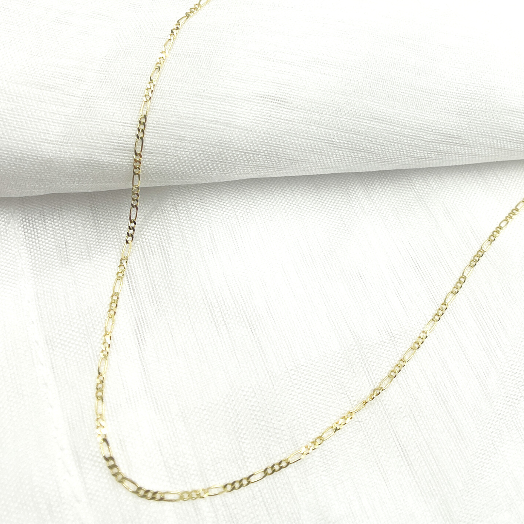 14K Solid Gold Flat Figaro Chain