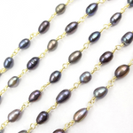 Load image into Gallery viewer, PRL35. Peacock Freshwater Pearl Wire Wrap Chain