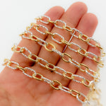 Load image into Gallery viewer, V308TT. Gold Filled and Silver Mixed Link Cable Chain - Smooth & Diamond Cut Links