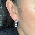 Load image into Gallery viewer, EFF52119BS. 14k Solid Gold Diamond and Blue Sapphire Dangle Earrings