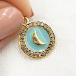 Load image into Gallery viewer, Silver Round Moon Enamel Charm