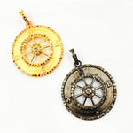 Load image into Gallery viewer, Diamond Sterling Silver Round Compass Pendant