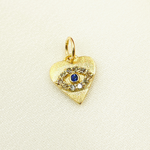 Load image into Gallery viewer, 14K Gold Diamond Heart Eye Charm with Gemstone