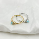 Load image into Gallery viewer, 14K Solid Gold Diamond and Turquoise Eye Ring.