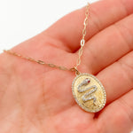 Load image into Gallery viewer, NFD72328RU. 14k Solid Gold Diamond and Ruby Oval Snake Necklace