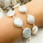 Load image into Gallery viewer, Coin Shape Freshwater Pearl Wire Wrap Chain