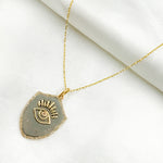 Load image into Gallery viewer, KSG73. 14k Solid Gold and Sterling Silver Shelf Eye Charm