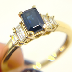 Load image into Gallery viewer, 14K Solid Yellow Gold Diamond and Blue Sapphire Cluster Ring.