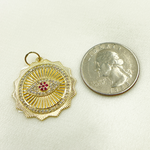Load image into Gallery viewer, 14K Solid Gold Diamond & Ruby Evil Eye Charm. GDP330