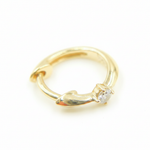 Load image into Gallery viewer, EHB56863. 14k Solid Yellow Gold Diamond Huggie Hoop Earrings