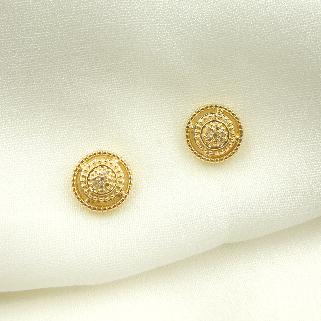 14K Solid Gold and Diamonds Circle Earrings. EFA50964