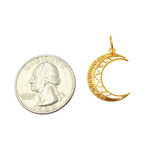 Load image into Gallery viewer, GDP243. 14K Solid Gold with Diamonds Moon Shape Charm