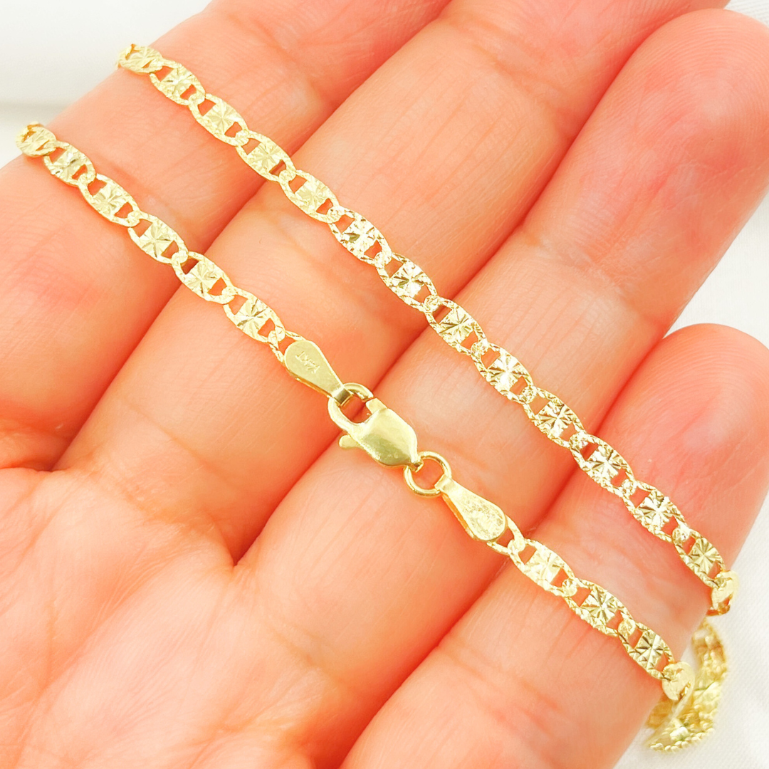 Solid Gold Diamond Cut Marina Link