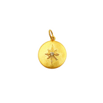 Load image into Gallery viewer, 14K Solid Gold Circle Star Pendant with Diamonds. GDP333