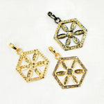 Load image into Gallery viewer, Diamond Sterling Silver Hexagon Flower Pendant